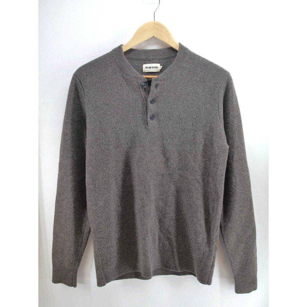 Taylor Stitch Sweater Size 40  100% Merino Wool‎ Gray 1/4 button